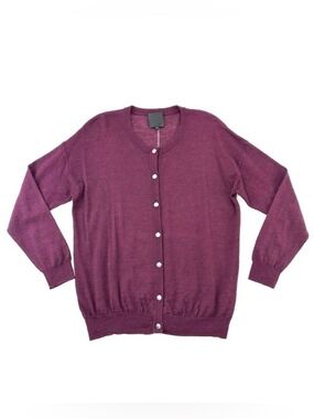 InWear round neck cardigan Women Small burgundy alpaca wool blend relaxed fit